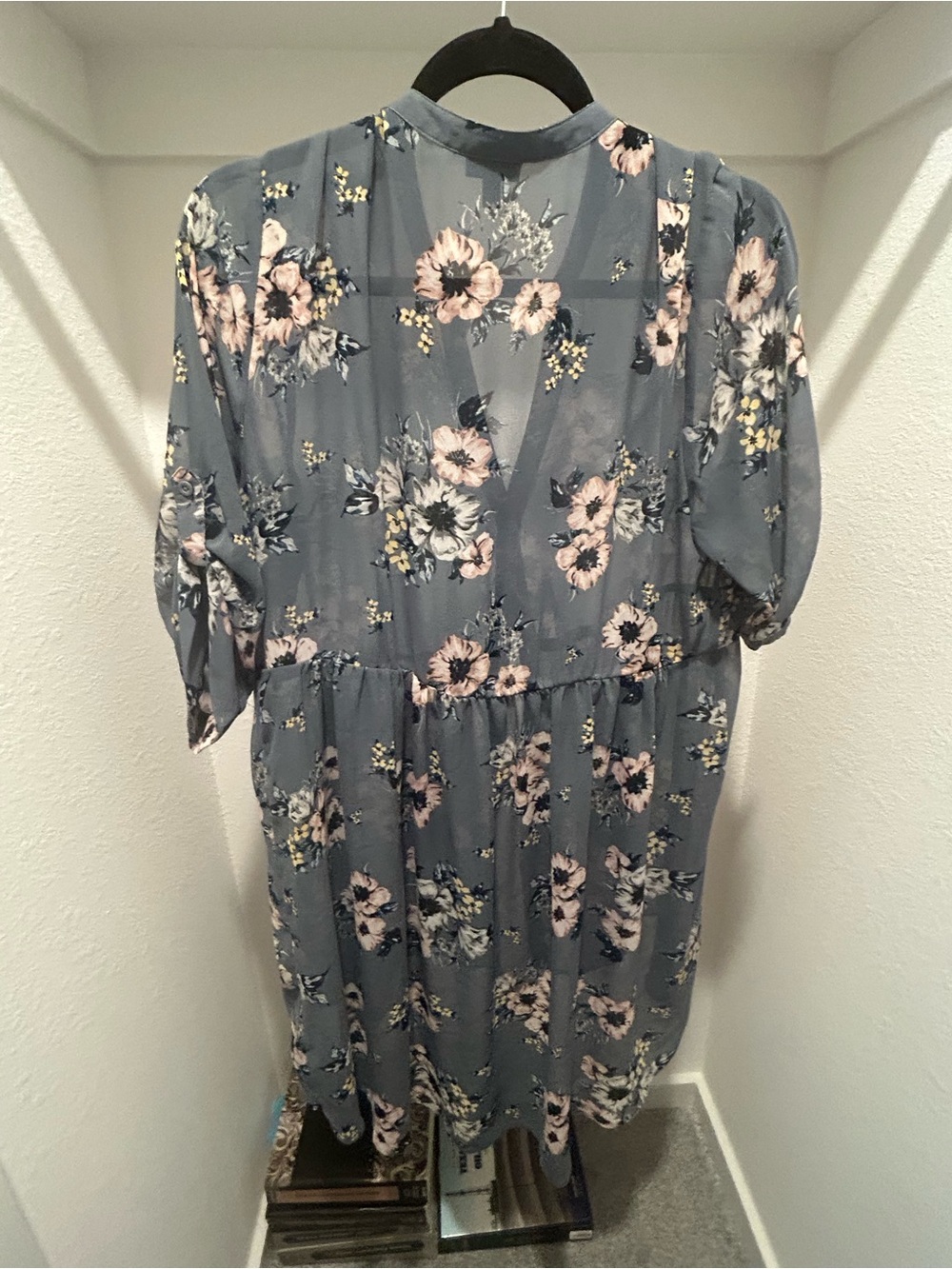 Torrid Blue Chiffon Floral Button-Front Dress - Picture 3 of 3